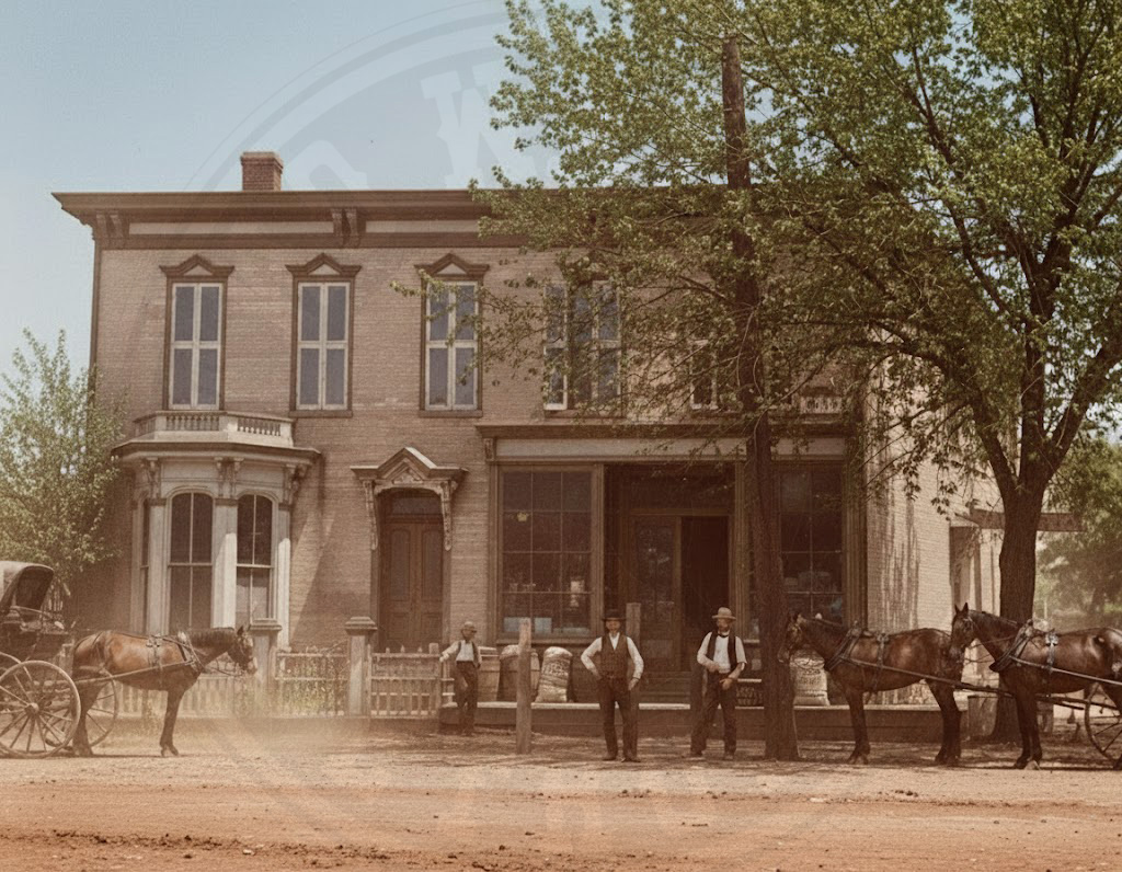 AI-generated color depiction imagining what the Two Way Inn building may have looked like in the past.